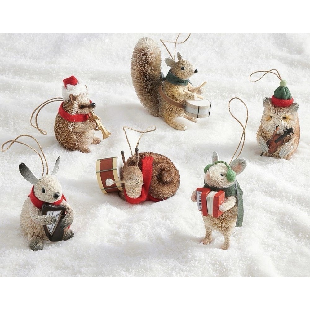 New! Pottery Barn Kids Bottle Brush Woodland Band Creatures Set Of 6 Christmas